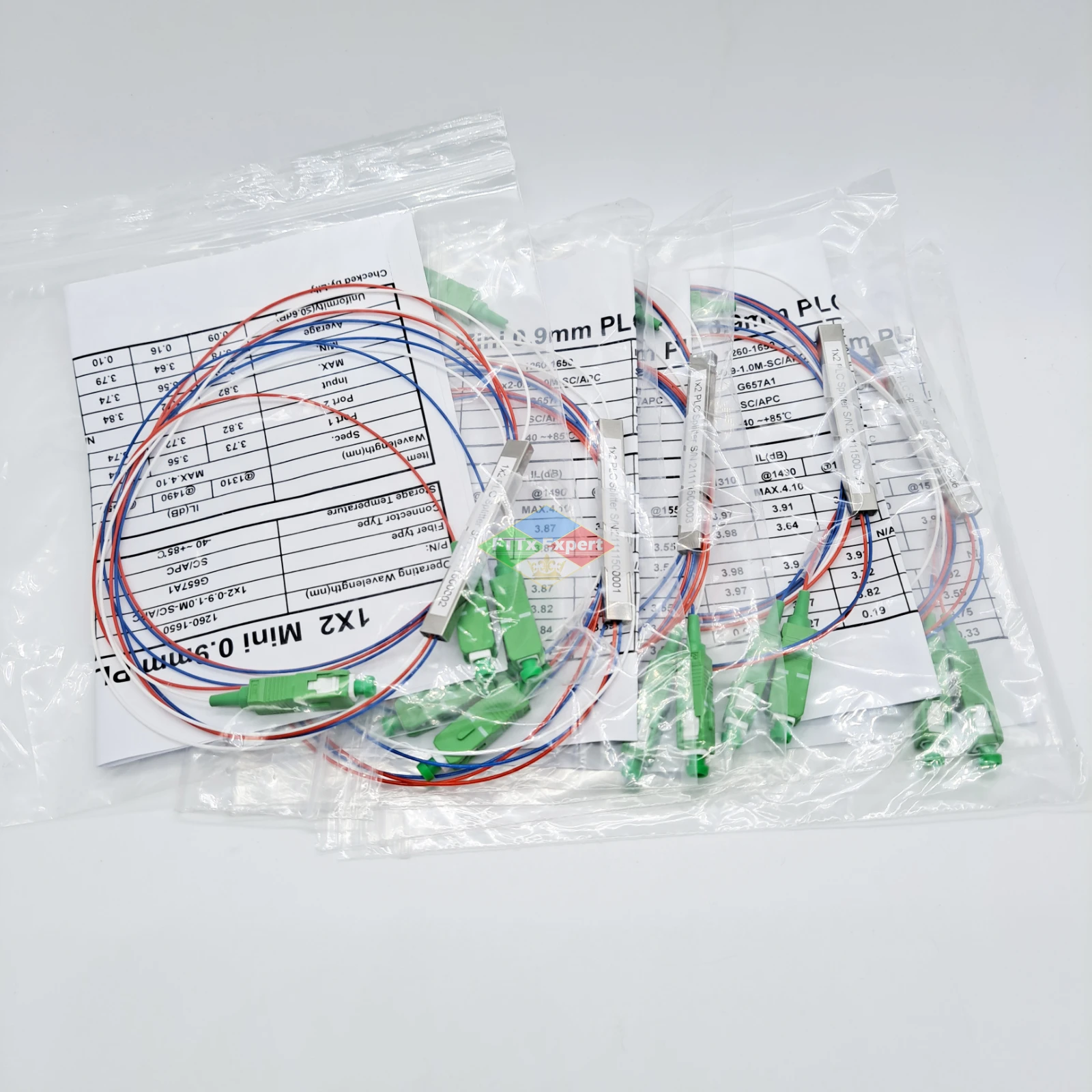 Free Shipping 10 PCS/Lot 1X2 1X4 1X8 1X16 1X32 PLC SC/APC SM Single Mode 0.9mm G657A1 LSZH 1m FTTH Fiber Optic Splitter