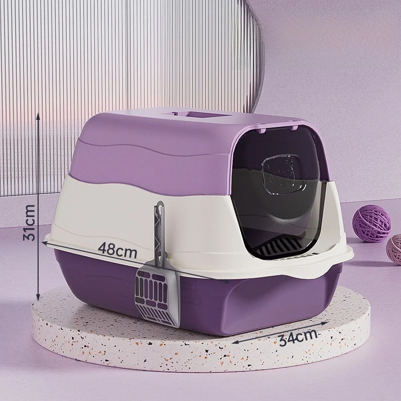 

Extra Large Auatic Cleaning Litter Box Full Enclosure Anti Odor Spill Proof Toilet Sand Box Special Large Size