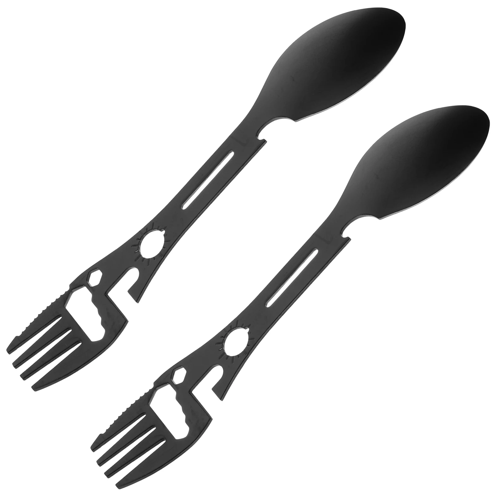 

2Pcs Camping Spork Multi-Use Stainless Steel Bottle Opener Fork Spoon Lightweight Portable Outdoor Hiking Cutlery