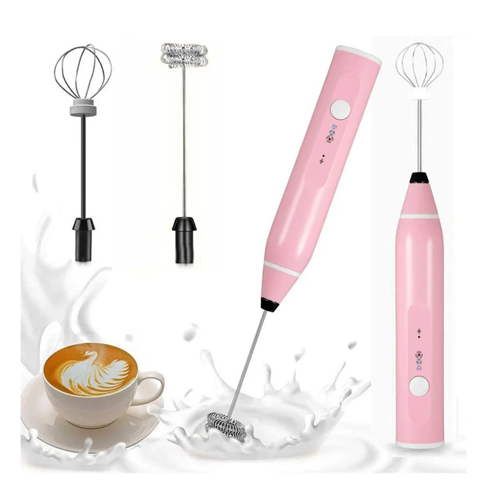 3 Speed Portable Handheld Mixer Milk Frother Egg Beater Coffee Milk Juice Whisk Stirrer USB Rechargeable Hand Blender-A