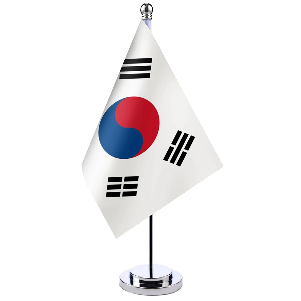 

aerlxemrbrae 14x21cm Office Desk Flag Of South Korea Banner Polyester Korea National flag For Decoration
