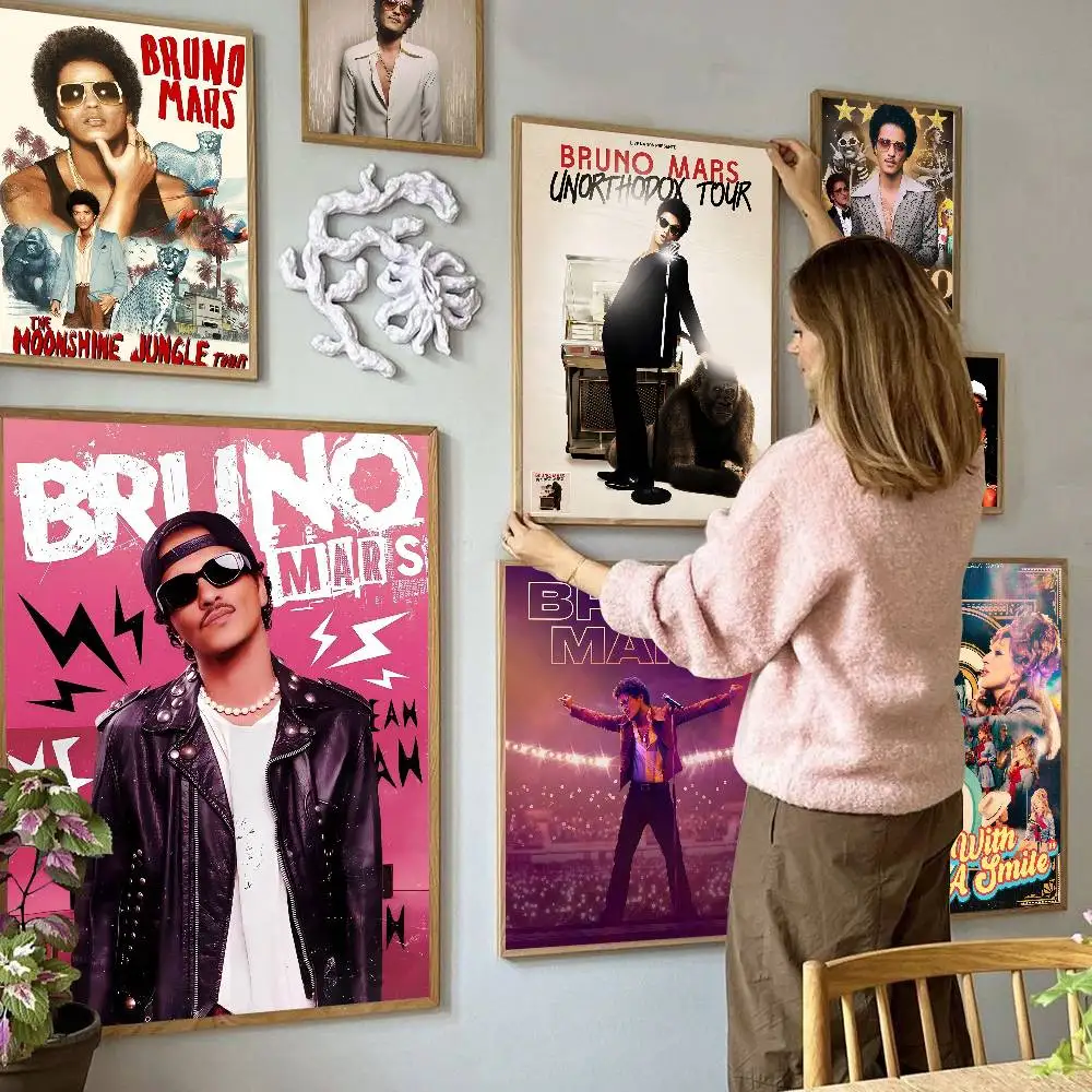 Sänger B-Bruno M-Mars DIY Sticky Poster Whitepaper Drucke Poster Kunstwerk Vintage Dekorative Malerei
