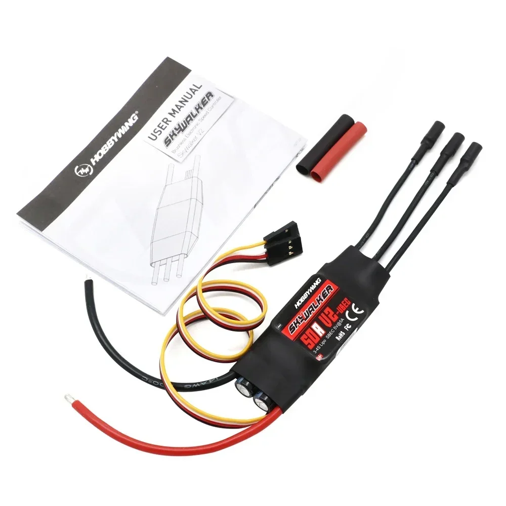 HOBBYWING Skywalker seri V2, kontroler kecepatan ESC tanpa sikat colokan untuk pesawat Quadcopter RC FPV 40A 50A 80A 100A T/XT60