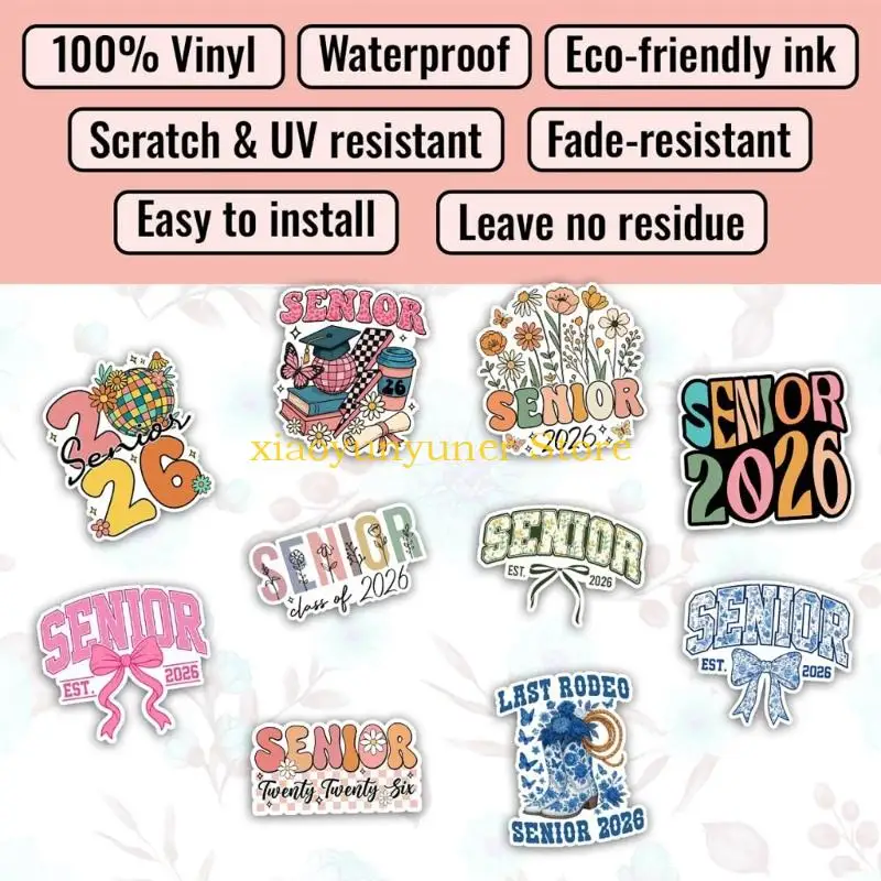 P9JB Graduation Gift Transfers Class Of twenty twenty six Senior Year 10 Themed Designs Impermeable Transfers For Journals