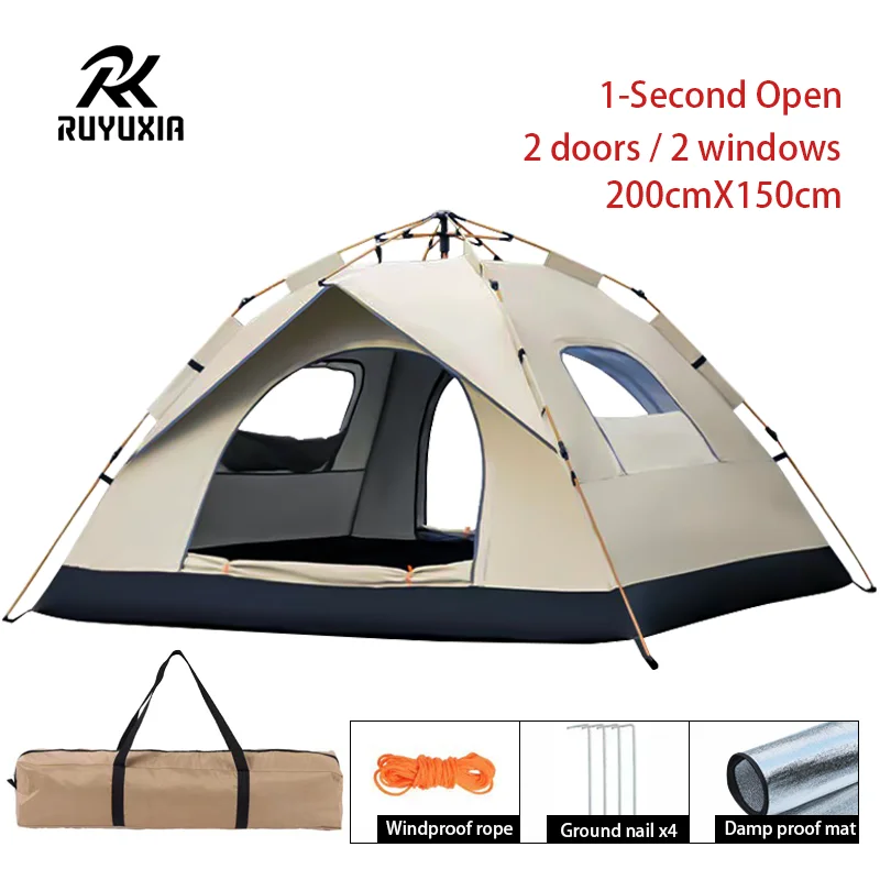 ruyuxia 2-3 Persons Camping Tent Lightweight Outdoor Backpacking Tent with Rain Fly for Family Camping Hiking Beach Fishing Tent