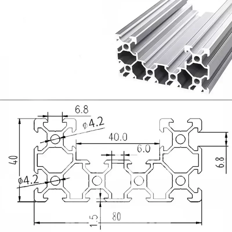 1PC profilo in alluminio 4080U telaio per estrusione con scanalatura a V stampante 3D CNC per macchina staffa fai da te struttura della conduttura