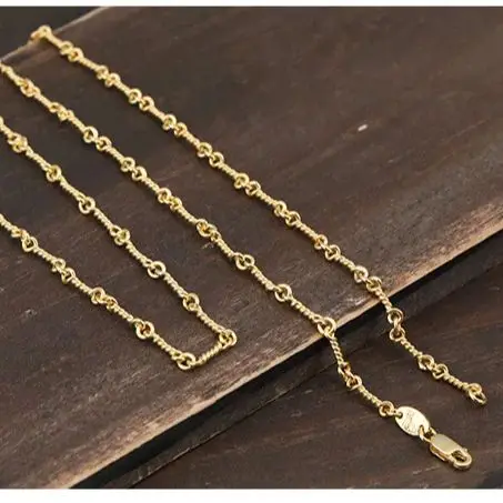 S925 Sterling Silver Necklace Fried Dough Twists Chain Simple Letter Versatile Gold Plated Fashion Jewelry Chain