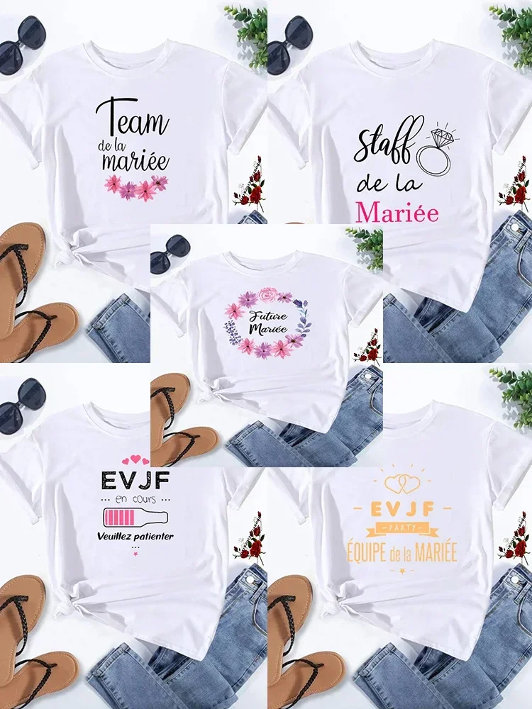 

Футболки для команды невесты, футболки для девичника, футболки для команды невесты EVJF, черные, белые, розовые футболки, свадебные топы, футболки для помолвки