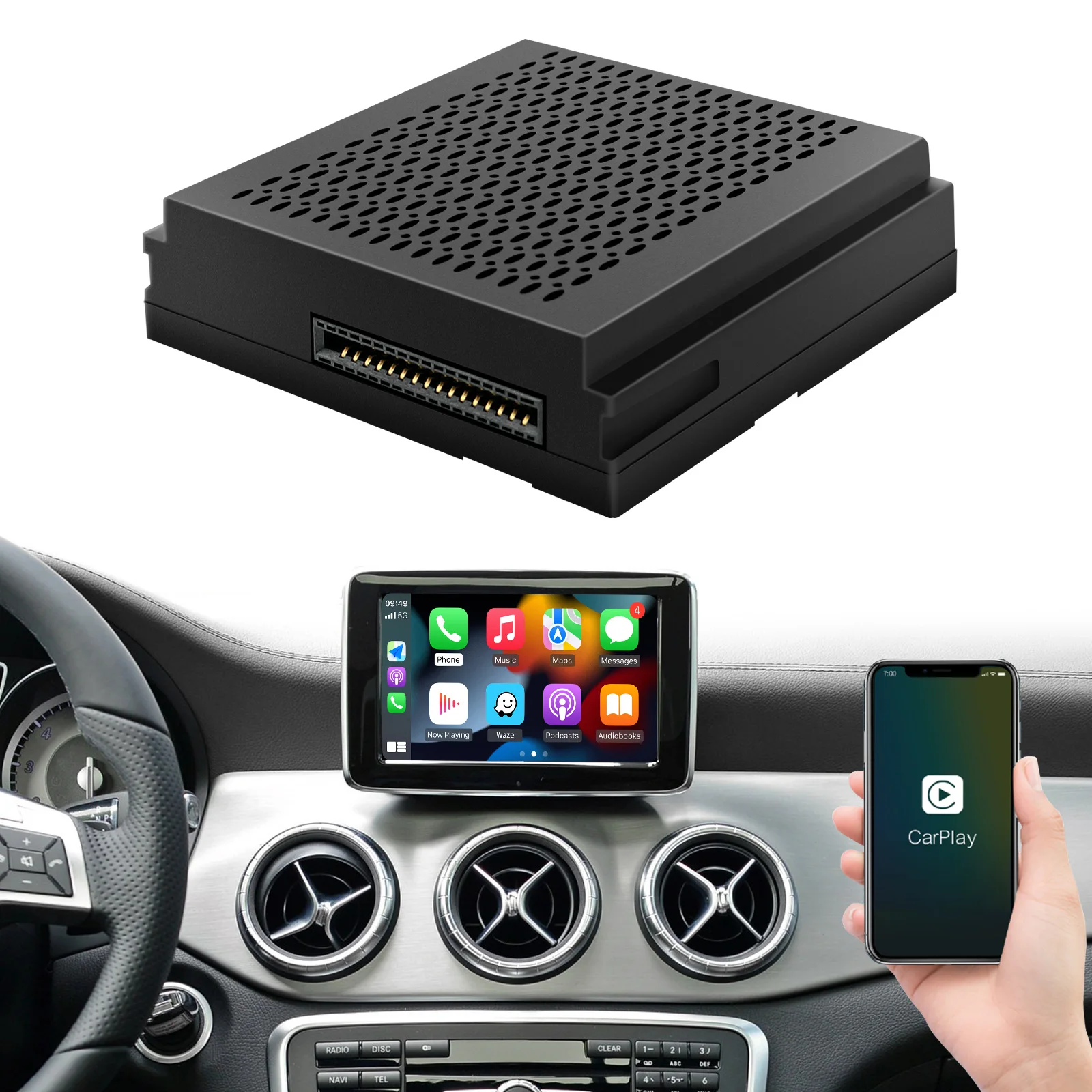 CARABC Antarmuka Multimedia Kotak Dekoder Modul Putar Mobil Carplay Nirkabel Android Auto untuk Mercedes Benz C-class W204 2011-2014