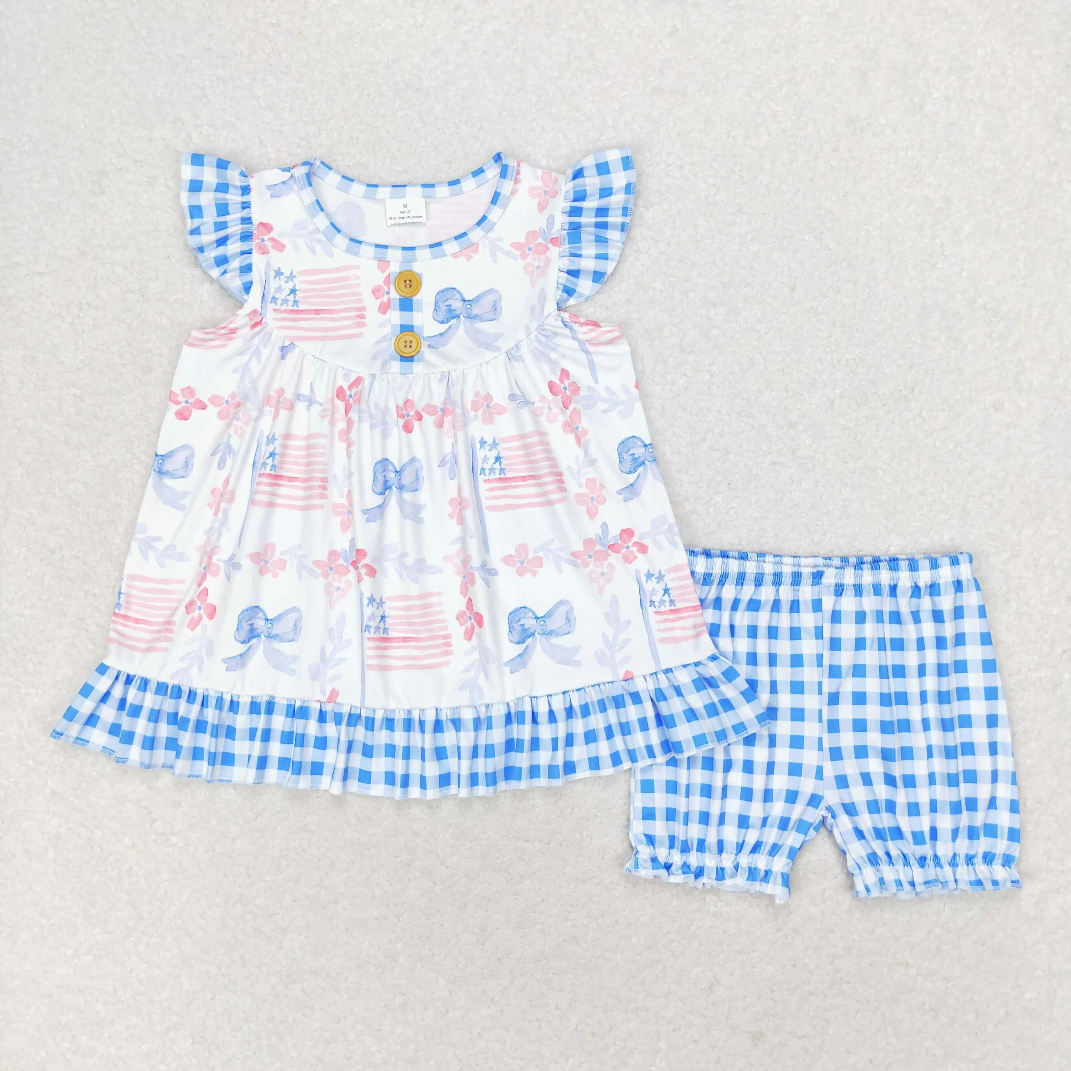 

GSSO1139 Toddler Girls Clothes Short Sleeve Top With Shorts Set Kids Summer Boutique Outfits