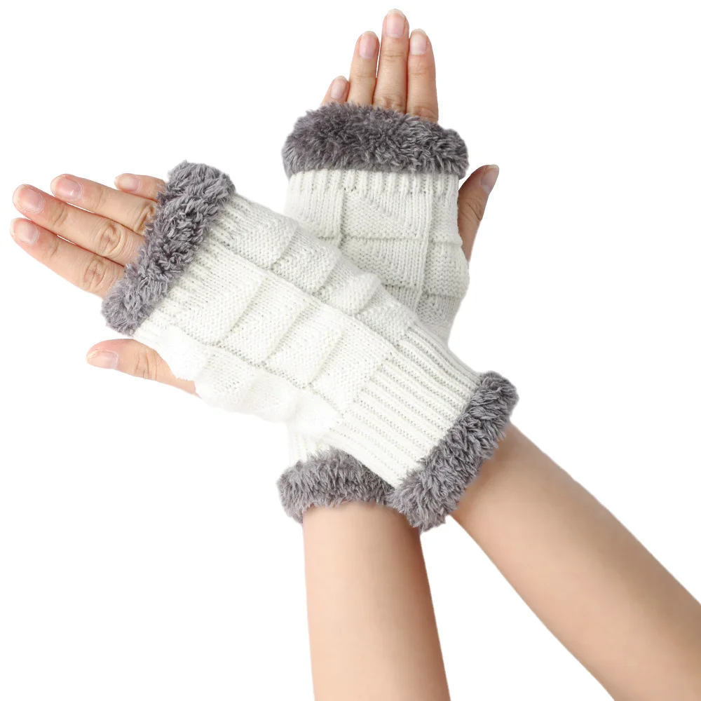 Sleeves Autumn Winter Cuffs Wool Thick Women Gloves Fashion Plush Knitted Famale Warm Soft Short Style Wrist Cuff Arm Warmer