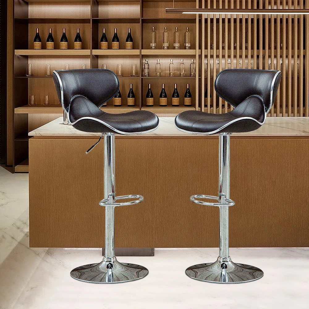 

Nordic Commercial Furniture High Bar Stools Sliver Chrome Modern Indoor Bar Stool Chairs