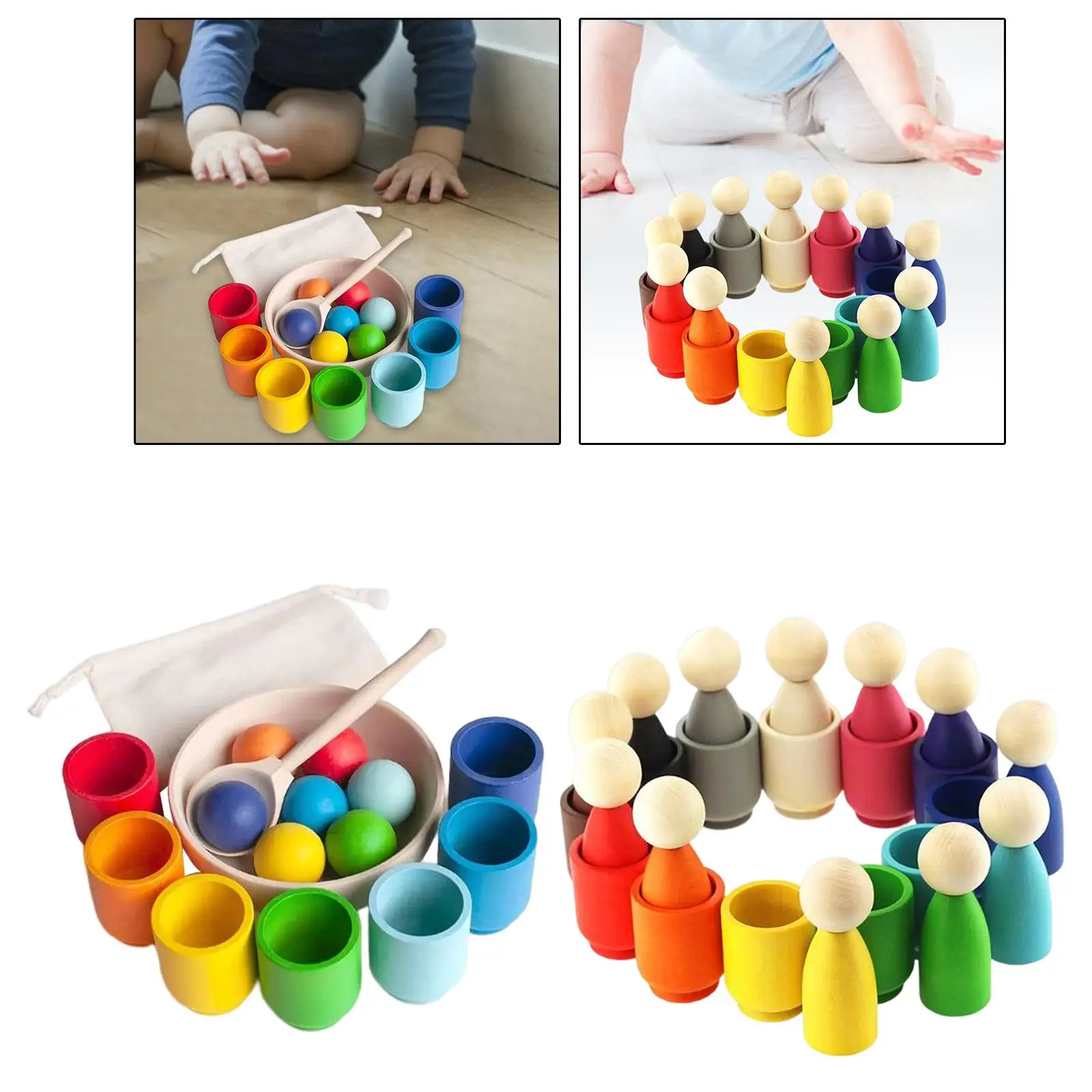 Palline in tazze Giocattoli Montessori Giocattoli per l'apprendimento precoce Gioco di ordinamento per bambini da