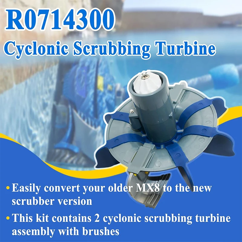R0714300 Cyclonic Scrubbing Turbine Assembly Part with Rotating Brushes, for Zodiac MX6, MX8, MX6 Elite & MX8 Elite Pool Cleaner