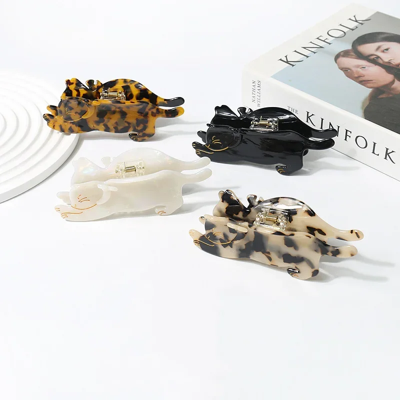 

1 Advanced Ins style leopard print cat hair clip, feminine hair accessories, hair clip, female back of the head shark clip