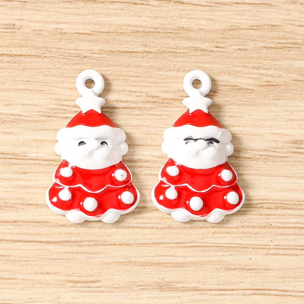 Tusember 5 Stück Emaille-Weihnachtsanhänger mit Weihnachtsmann, Schneeflocke und Schneemann für Weihnachtshalsketten, Ohrringe, Armbänder und Bastelarbeiten – Detail 27