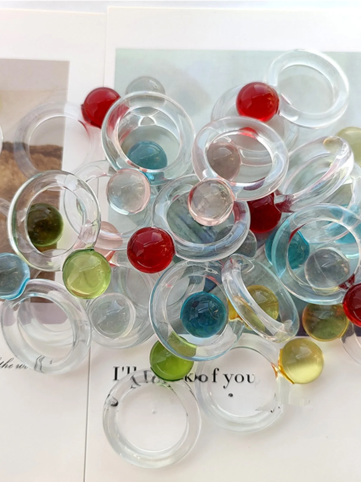 

Прозрачное кольцо из акриловой смолы, конфеты, стеклянный шар, кольцо на палец, новый сезон, модные ювелирные изделия, женские Fre Outright Sto