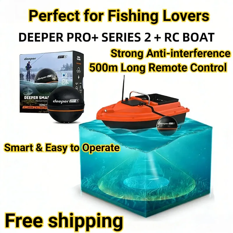 Barco Cebador con Control Remoto DEEPER Smart Sonar Chirp+3, con Sonar CHIRP, Buscador de Peces, Posicionamiento GPS, Retorno Automático, Alcance de 500m