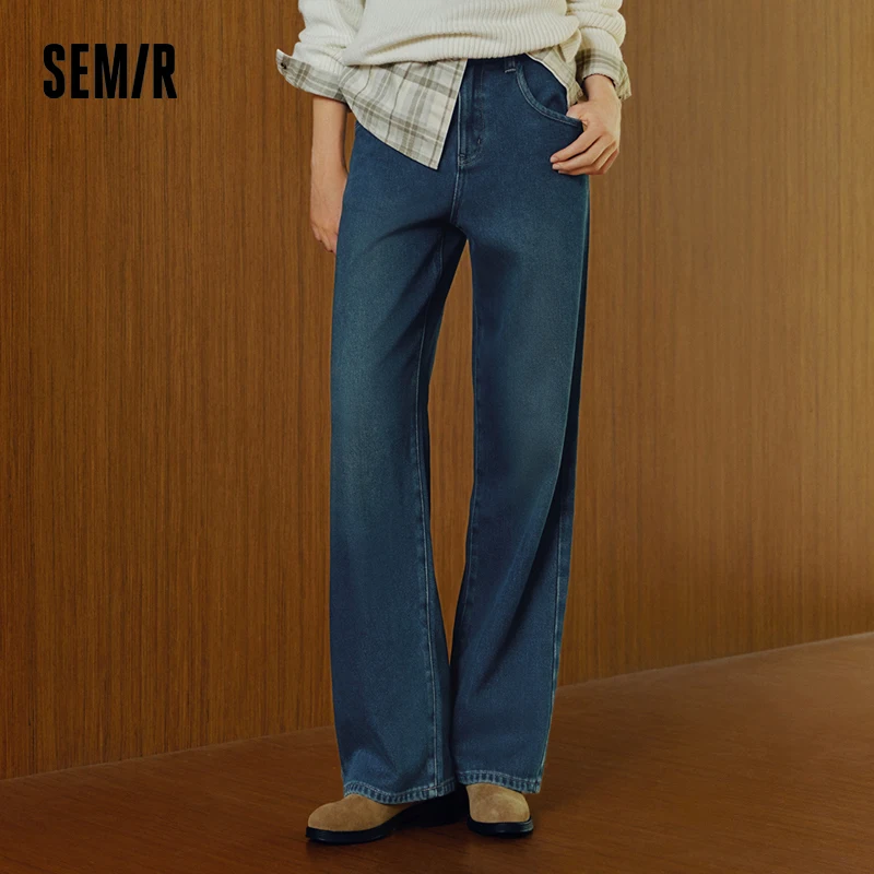 Semir Jeans Damskie postrzępione spodnie 2024 Zimowe nowe luźne spodnie z prostymi nogawkami Spodnie dżinsowe — zdjęcie 3