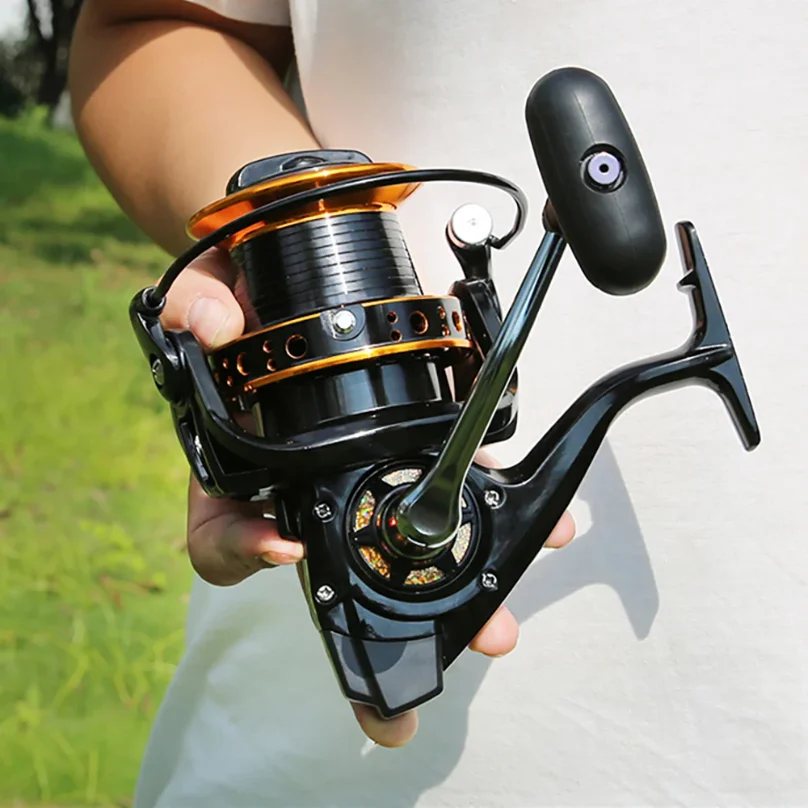 Carretes de pesca grandes 9000 10000 12000, rueda giratoria de arrastre fuerte 4,0: 1, carrete de fundición larga, Accesorios de arrastre máximo de 30kg para barco de mar