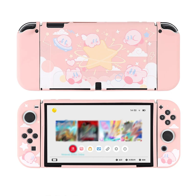 Pink Protective Shell For Nintendo Switch Oled Cute Cartoon Soft TPU Cover for Nintendo Switch Game Accessories Dockable Case