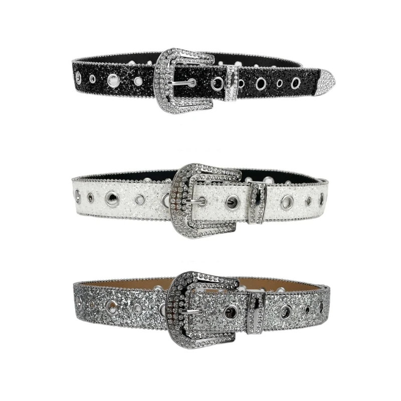 Cool Gothic Waist Chain Casual Belt Studded Waist Ceinture Glittered Belt Studded Blingbling Easy Belt