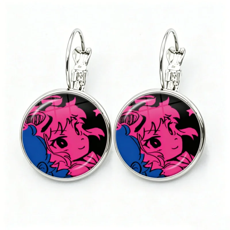 Divertidos Pendientes de Gancho Franceses con Figura de Dibujos Animados de Scott Pilgrim, Cabujón de Cristal, Wallace y Ramona, Accesorios de Joyería