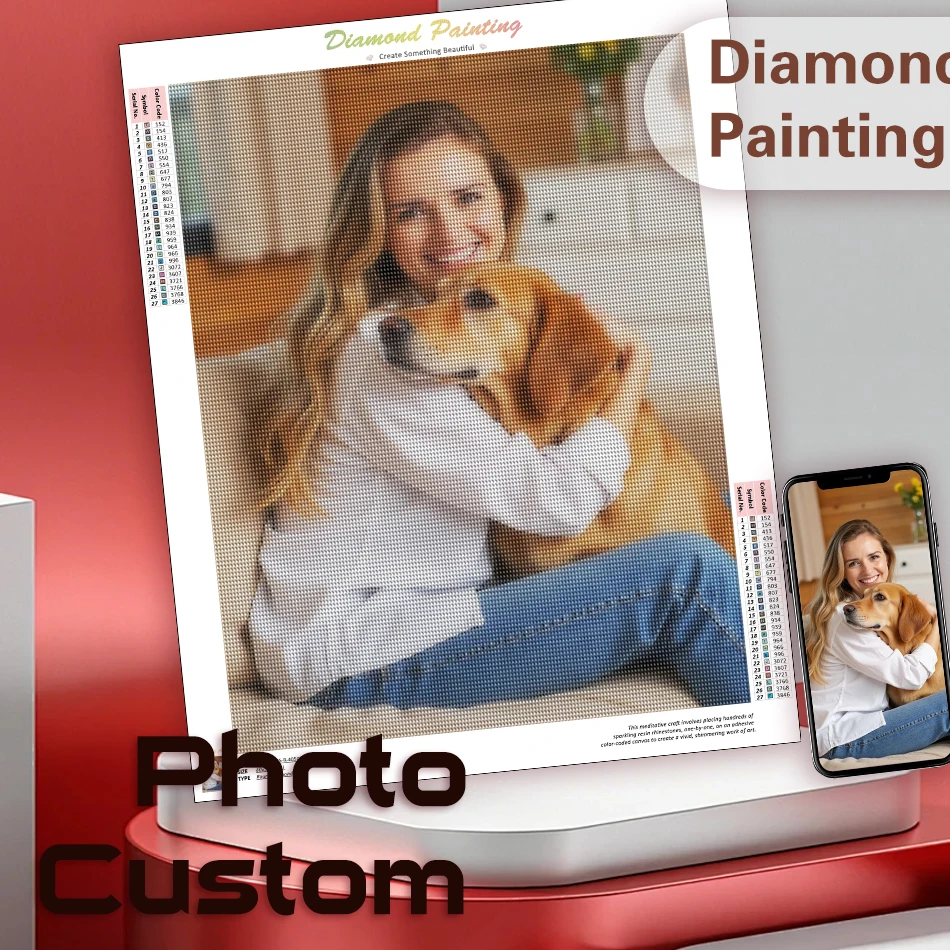 

Diamond Mosaic Photo Custom Full Square Round Drill Handmade Pet portrait Painting Private Pictures Cross Stitch Unique Gift