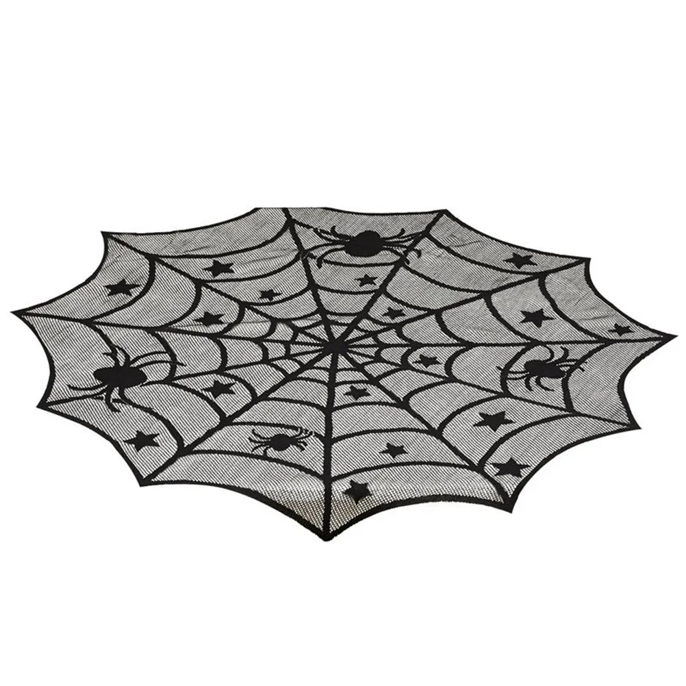 Black Spider Web Lace Tablecloth for Halloween Party Table Decoration Protects Against Stains Spills Scratches Creative Table