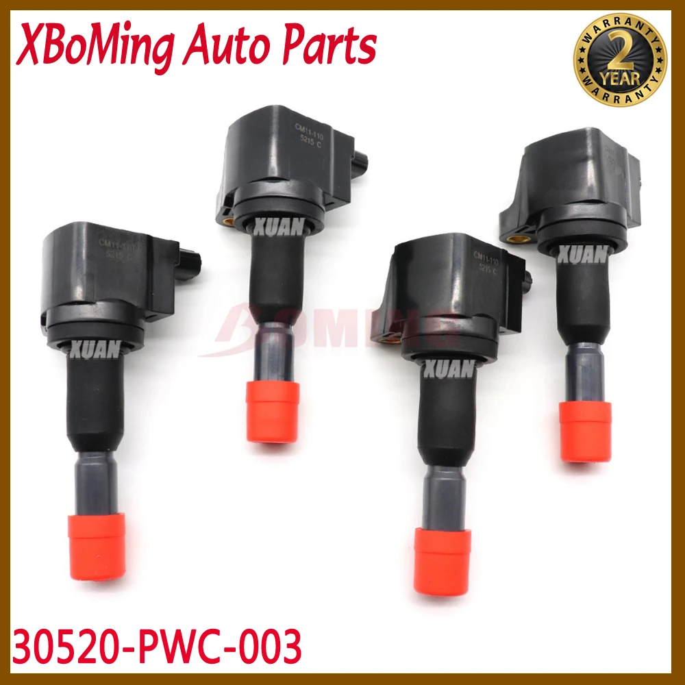 

4pcs 30520-PWC-003 Car Ignition Coil Fit For HONDA AIRWAVE FIT II JAZZ 1.3L 1.5L 2002-2008 30520-PWC-S01 30520-PWC-013 CM11-110