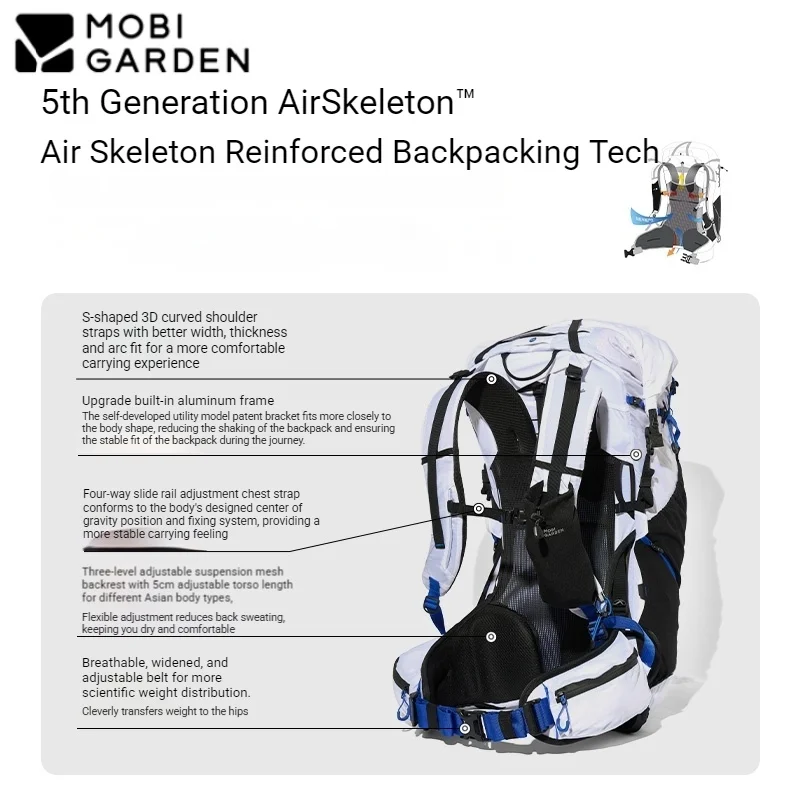 

MOBI GARDEN Cold Mountain Phantom Pro 7001: Легкий и удобный рюкзак из авиационного алюминия с 3D Dyneema, 45+8 л, складная конструкция