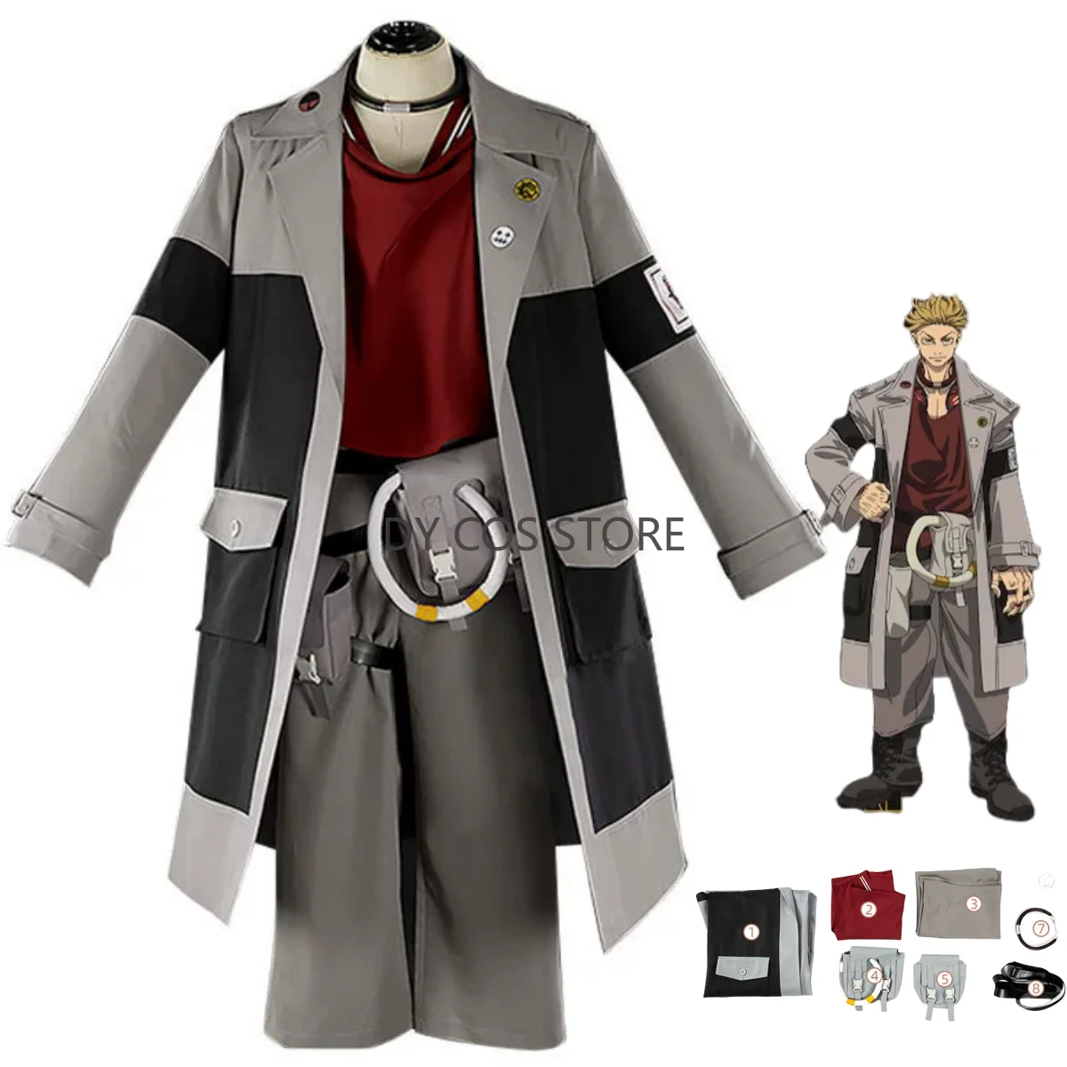 

Anime Gachiakuta Enjin Cosplay Costume Gachi Akuta Long Coat Combat Uniform Accessories Full Set Man Halloween Carnival Suit