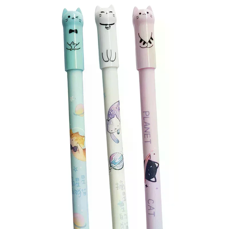 6Pcs Student Teacher Gift 0.5mm Cute Cat Tail Erasable Gel Pen Set Blue Magic Refill School Office Kawaii Writing Stationery view 5