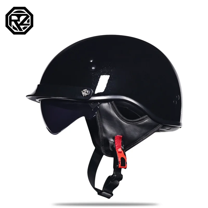 Мотоциклетный полушлем из углеродного волокна, летний мотоциклетный шлем в стиле ретро, дышащий мотоциклетный полушлем для мужчин