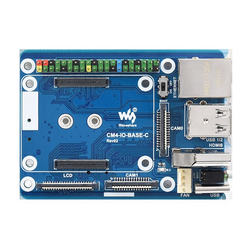 Waveshare CM4-IO-BASE-C Expansion Board For Raspberry Pi CM4 Basic Expansion Board Advanced Version RJ45+M.2 M KEY