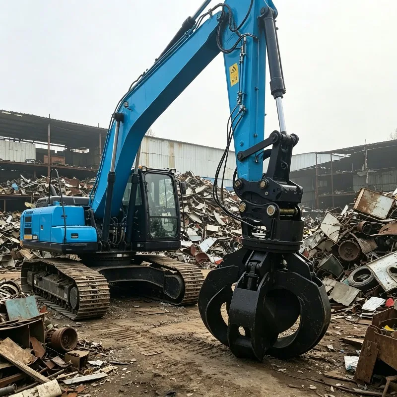 Wide Opening Hydraulic Orange Peel 5 Tine Scrap Clamshell Bucket for Bulky Irregular Material Grabbing Customized