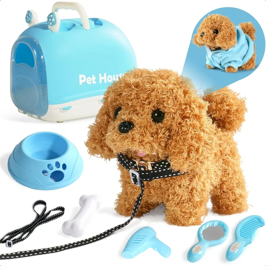 

Walking Dog Toy for with Leash Realistic Toys for Girls Boys Toddler Toys Barking Wagging Tail Interactive Dog Plush with Cute