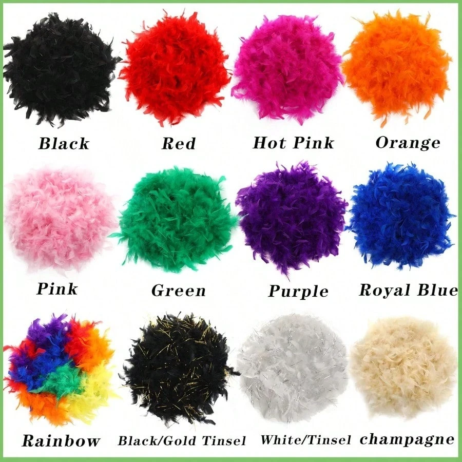 2M 45g Turkey Feather Boa Fluffy Natural Feathers for Party Mardi Gras Masquerade Carnival DIY Costume Home Decoration