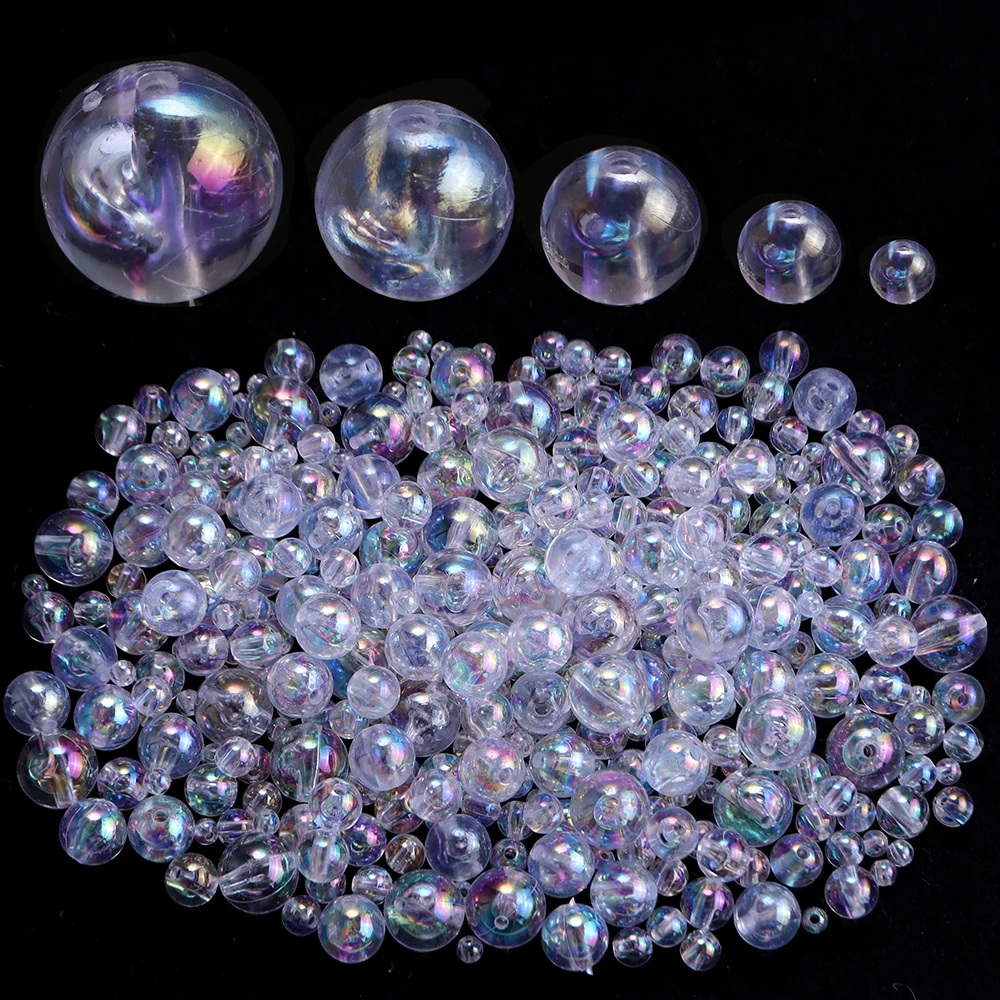 50-300pcs/lot 6/8/10/12mm AB Plated Acrylic Beads Round Loose Spacer Beads For Jewelry Making DIY Necklace Bracelet Accessories