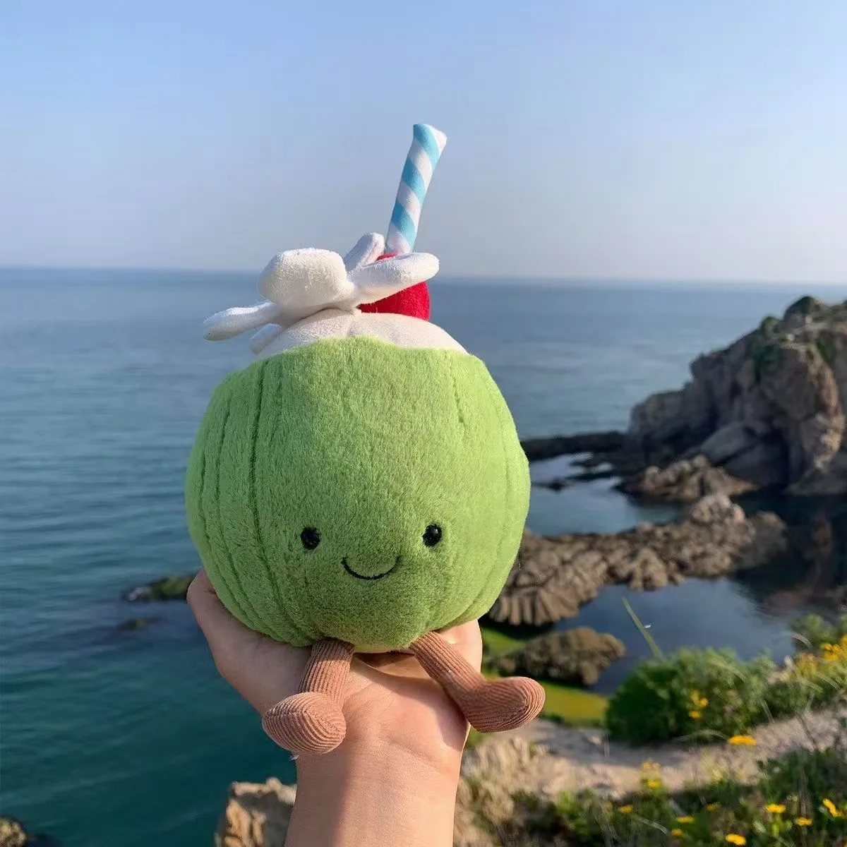 لطيف جوز الهند الليمون دمية الماء على ظهره الديكور Kawaii أفخم المفاتيح لعبة حقيبة بنقوش كرتونية قلادة صديقة عطلة مفاجأة هدية