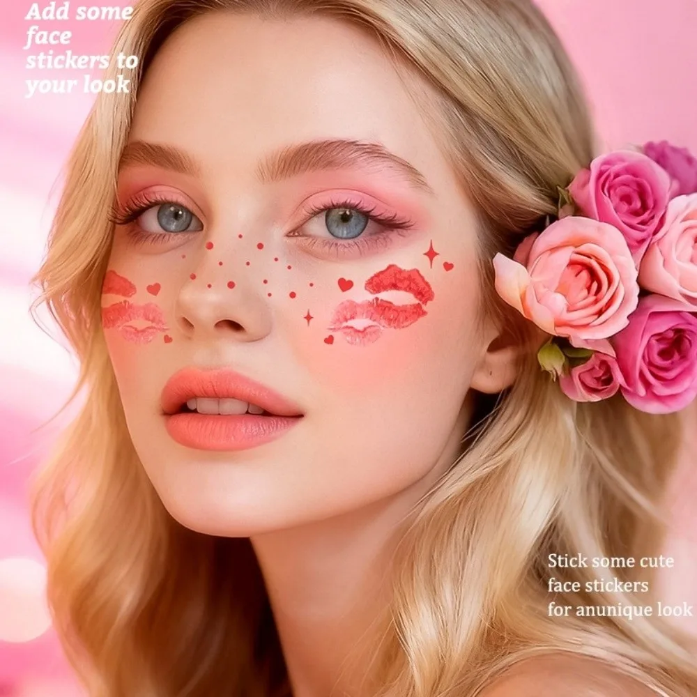 

8pcs Bow Waterproof Freckles Blush Stickers Facial Art Long Lasting Face Temporary Tattoos Disposable Makeup Stickers Concert