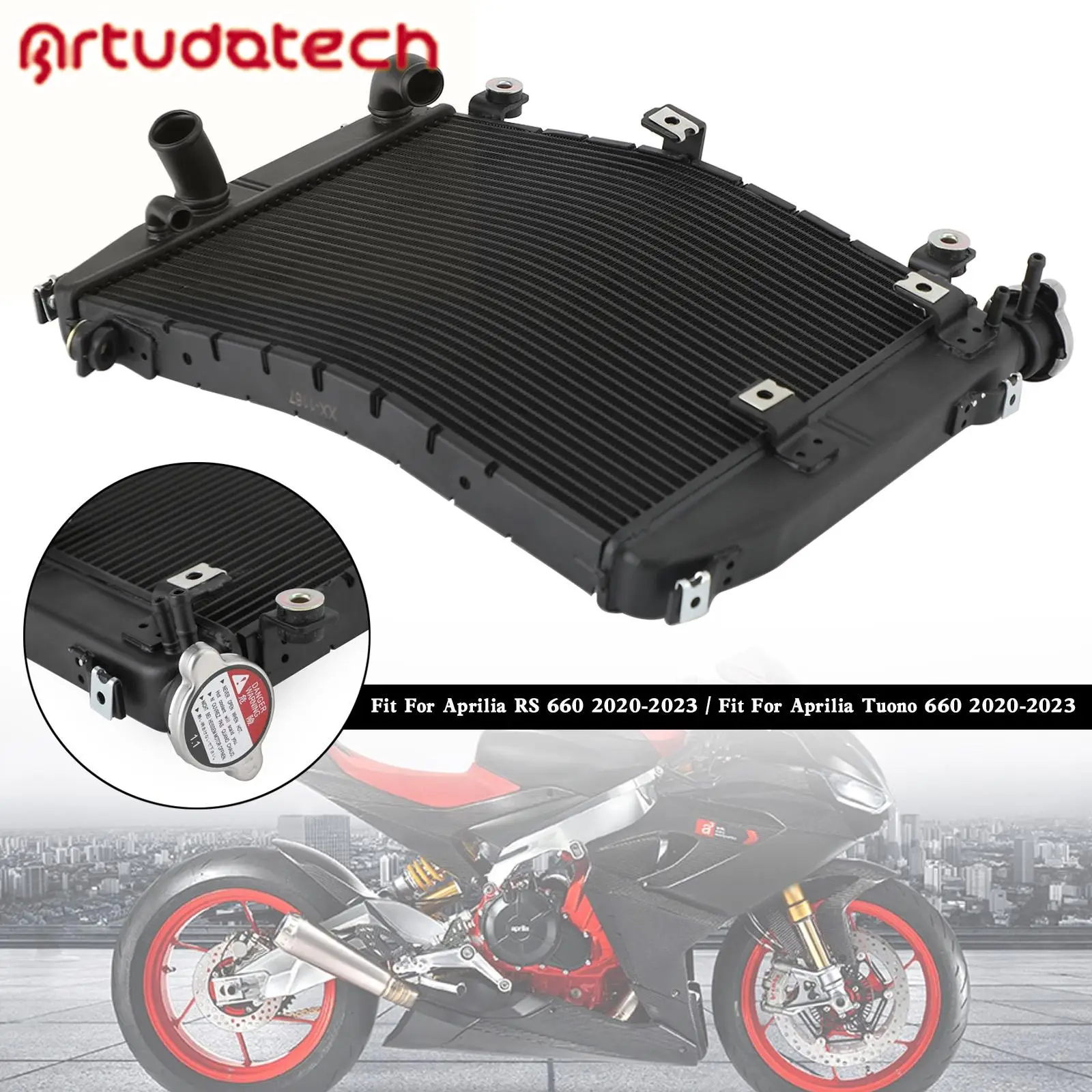 Artudatech Motore In Alluminio Radiatore di Raffreddamento per Aprilia RS660 Tuono 660 2020 2021 2022 2023
