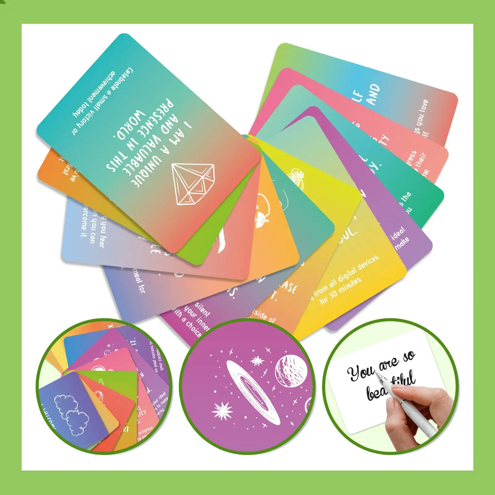 Meditation Cards 50X Positive Affirmation Cards Stress Relief Practice Tools with Motivational Messages for Women Men Friends