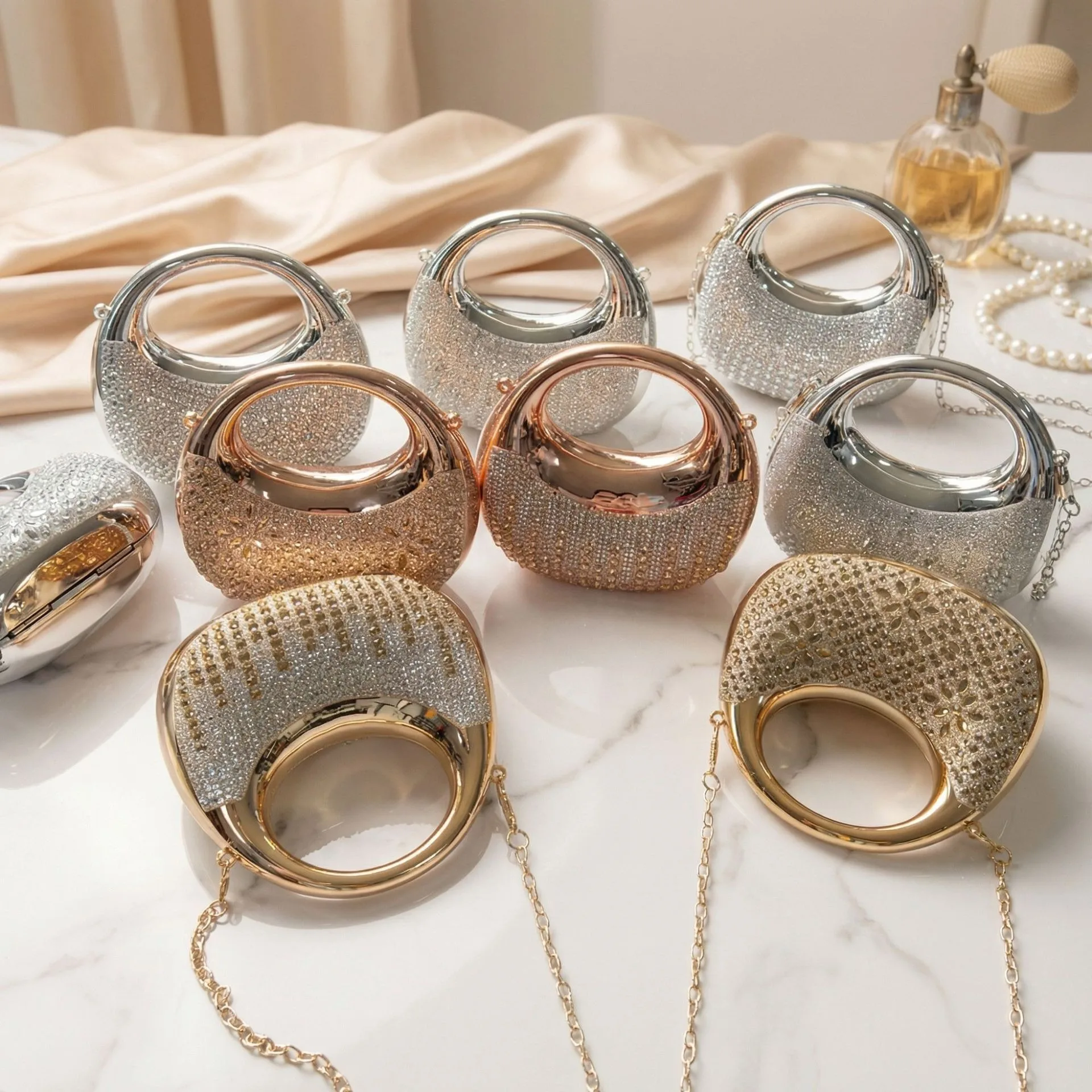 

Миниатюрная золотая вечерняя сумочка с бриллиантами, дизайнерская сумка через плечо, акриловый клатч необычной формы для вечеринок и свадеб