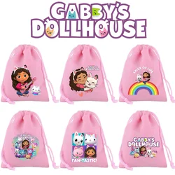 Gabby Dollhouse Girls Boys Canvas Drawstring Bags Animation Figures Graphic Child Handbags Storage Pouches Kids Birthday Gift