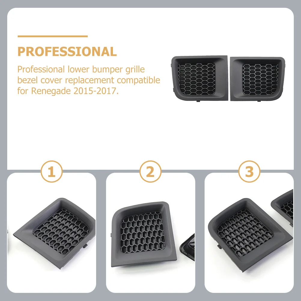 

2pcs Lower Bumper Grille Bezel Cover Abs Durable Front Bumper Grill Insert For 2015-2017 Car Accessories Engine Parts