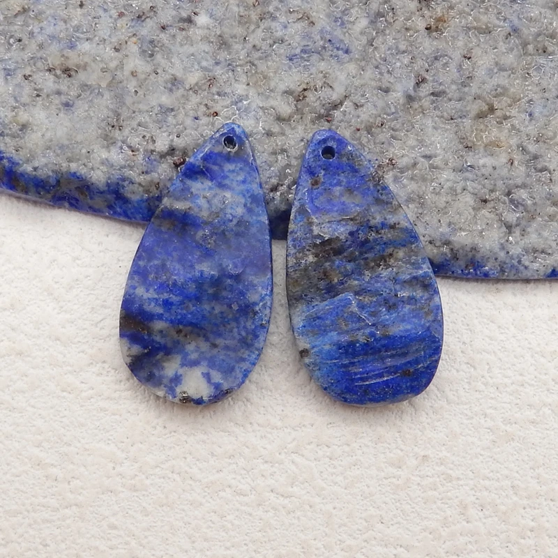 

Semiprecious Natural Stone Lapis Lazuli Fashion Water Drop Earring Bead Accessories For Women 26x14x4mm 4g