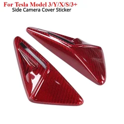 For Tesla Model 3/Y/X/S/3+ Real Carbon Fiber Side Camera Protection Cover Fender Trim Cover Modification Accessories 2017-2024