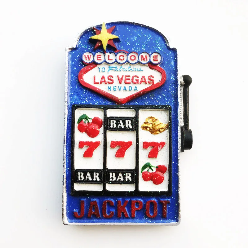 Las Vegas Blue Lottery Machine Design Fridge Magnet Gift Decoration Message Sticker Travel Souvenir