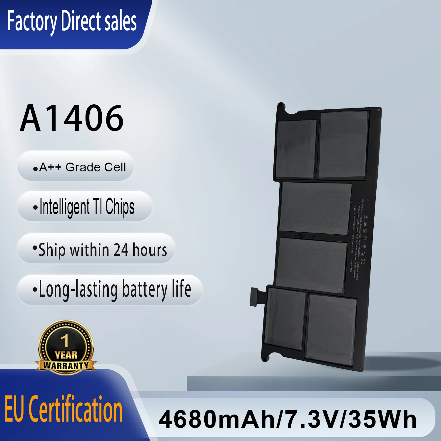 

Аккумулятор A1406 для ноутбука Apple MacBook Air 11'' A1370 (середина 2011), A1495, A1465 (середина 2011, 2012, 2013, начало 2014, 2015), версия 020-7377-A